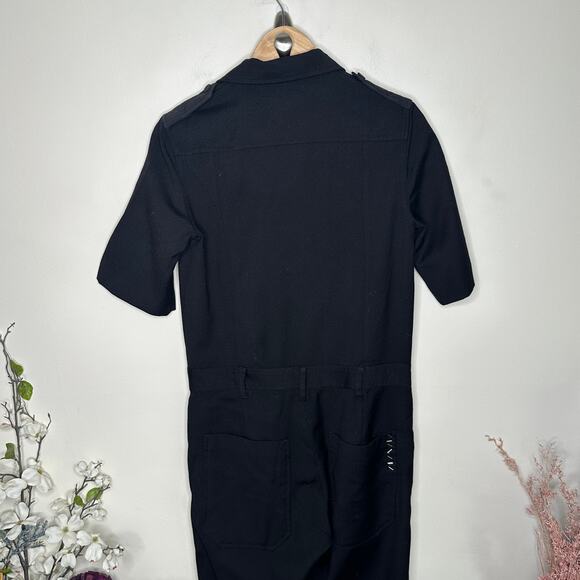 ZADIG & VOLTAIRE City Agrafes Zip Front Jumpsuit Wool Black Sz 38 / M {GG12} - Picture 6 of 11